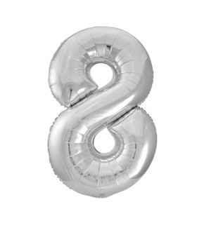 34" Balloon Number 8 Silver