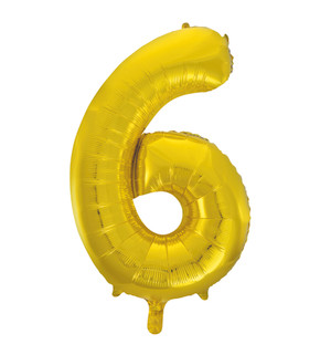 Giant Number 6 Gold Foil Balloon - 34" (86.3 cm)