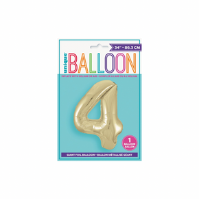 Shiny numeral five balloon in metallic gold for event setup