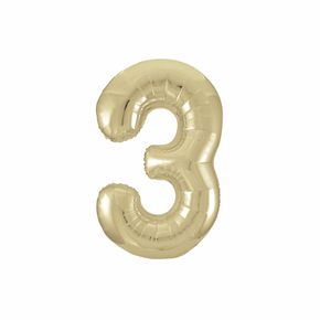 Bright gold number 3 balloon for celebration display