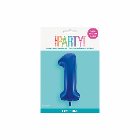 Blue number 1 balloon used for party backdrop