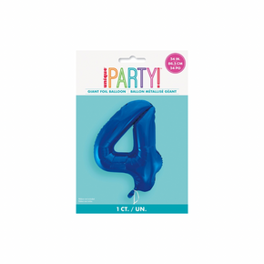 Blue number 4 foil balloon for birthday party decoration