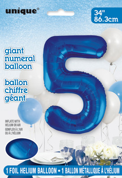 Giant Balloon Numeral number 5 blue