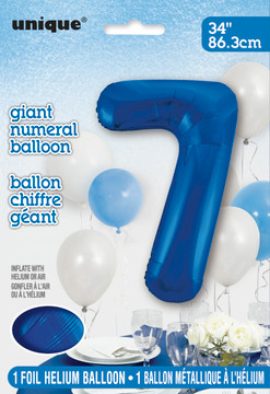 Giant Balloon Numeral number 7 blue