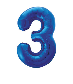 34" Giant Numeral Balloon Number 3 Blue