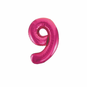Bold hot pink number 9 balloon for event setup