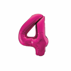Oversized pink foil balloon shaped like number fo