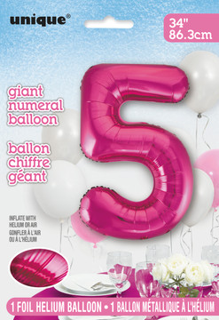 Giant Balloon Numeral number 5 Rose