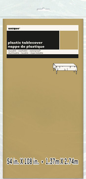 Gold Plastic Tablecover Rectangle 54" x 108"