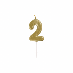 Shiny gold number two celebration candle