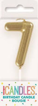 Birthday Gold Candle Number 7, On Pick Cake Topper