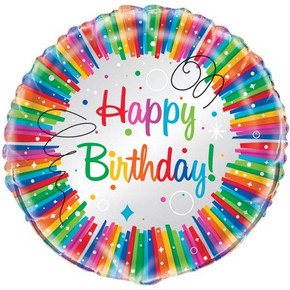 Rainbow Ribbons Happy Birthday Foil Mylar 18" Balloon