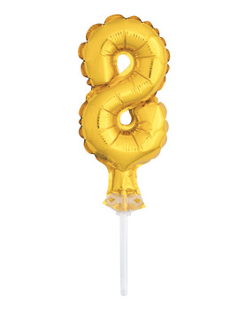 5" Gold Cake Topper Number 8 Shaped Balloon