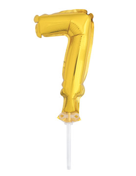5" Gold Cake Topper Number 7 Shaped Balloon