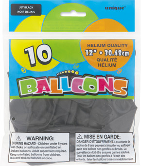 10 Balloons Helium Quality Jet Black