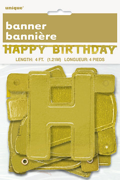 Happy Birthday Gold & Silver Deluxe Jointed Banner