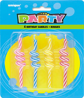 4ct Colorful Coil Strips Birthday Cake Candles