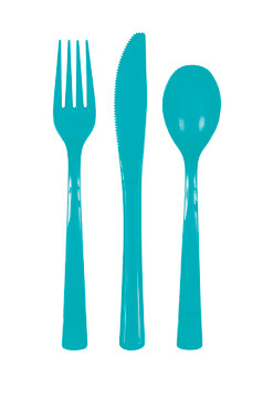 18ct Plastic Cutlery Caribbean Teal (Set of 6)