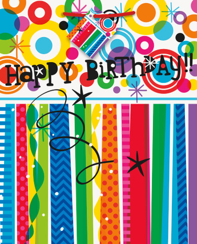 13" x 10.5" Rainbow Happy Birthday Large Gift Bag