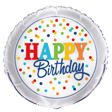 Rnbow  Polka Happy Birthday Foil Balloon