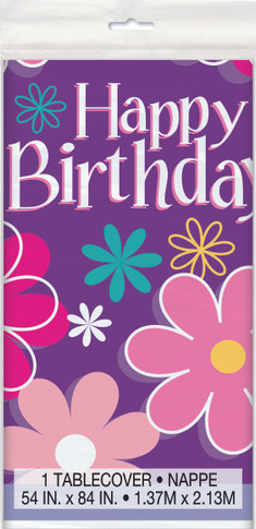Happy Birthday Blossom Tablecover 54in x 84in