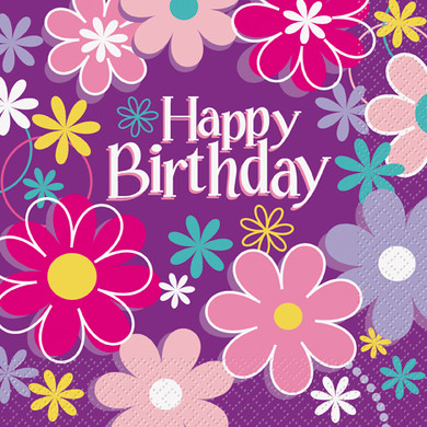 Happy Birthday Blossom  Lunch Napkins 16ct