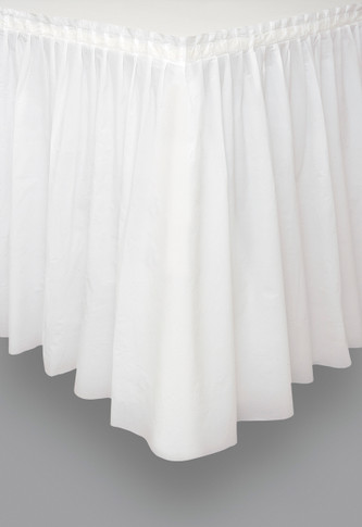 White Plastic Table Skirt 29 in x 14 Ft 73cm x 4.26m