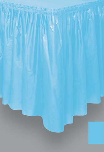 Lovely Powder Blue Bleu Poudre Plastic Table Skirt 29 in x 14 Ft 73cm x 4.26m