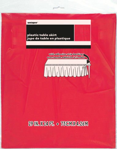 Red Rouge Plastic Table Skirt 29 in x 14Ft 73cm x 4.26m