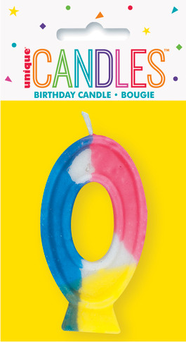 Birthday Rainbow Candle Number 0 cake topper