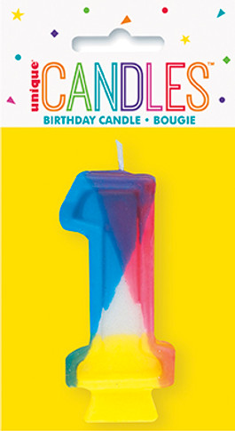 Birthday Rainbow Candle Number 1 Cake Topper