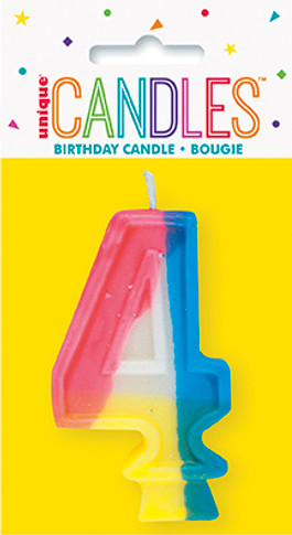 Birthday Rainbow Candle Number 4 Cake Topper