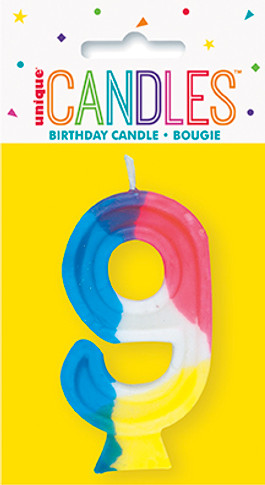 Birthday Rainbow Candle Number 9 Cake Topper