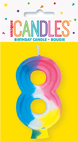 Birthday Rainbow Candle Number 8 Cake Topper