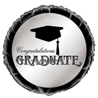 18" Congratulations Graduate Black and Silver Graduation Mylar Balloon