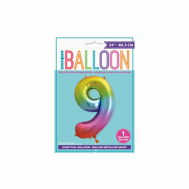 Vibrant party balloon number 9 for photo backdrop