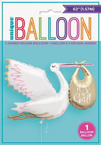 1 Giant Helium Balloon its a girl   In The Shape Of a Stork 62¨ (1.57M)