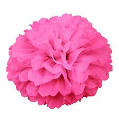 16" Hot Pink Paper Pompom Puff Ball Party Décor