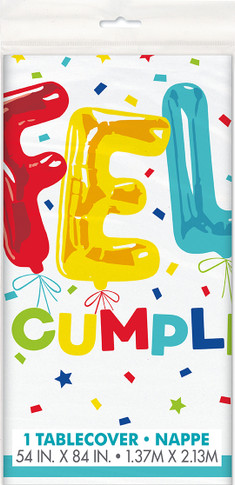 Feliz Cumpleanos Balloon Decorated Rectangular Table Cover 54 in x 84 in