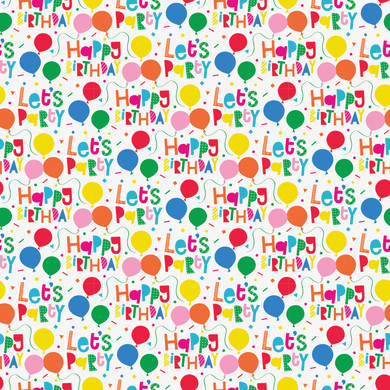 30" x 5' Colorful Balloons Let's Party Gift Wrapping Paper