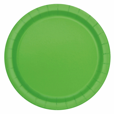 Lime green round paper plate