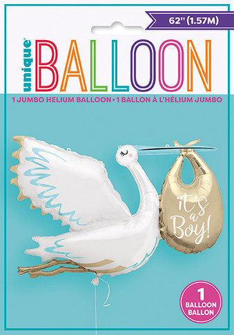 1 Giant Helium Balloon its a Boy  In The Shape Of a Stork 62¨ (1.57M)