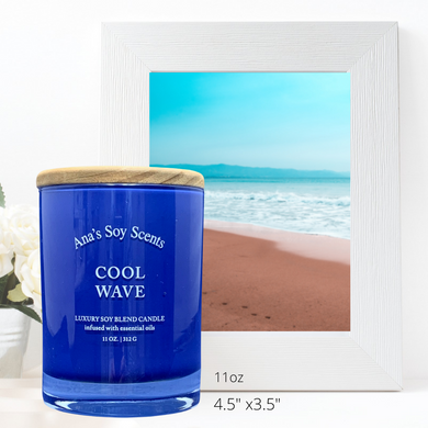 Cool Wave, Ana's Soy Scents 11oz Candle with Lid