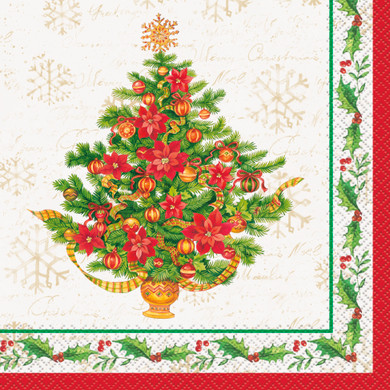 Napkins Festive Poinsettia Christmas16 ct 2 ply