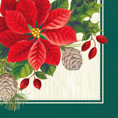 Napkins Festive Poinsettia Christmas16 ct