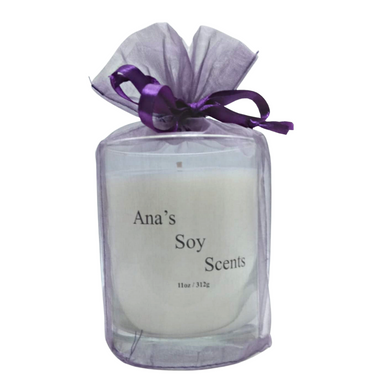 Black Orchid, Ana's Soy Scents 11oz Candle With Sheer Bag