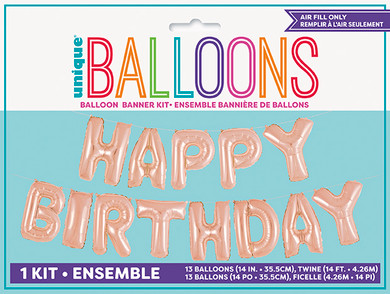 1 Kit 13 Balloon Happy Birthday rose gold