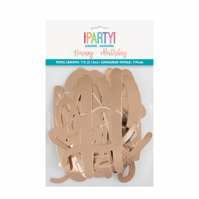 Happy Birthday Rose Gold Banner – 7 ft Long