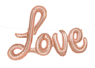 Balloon Banner Love Golden Pink