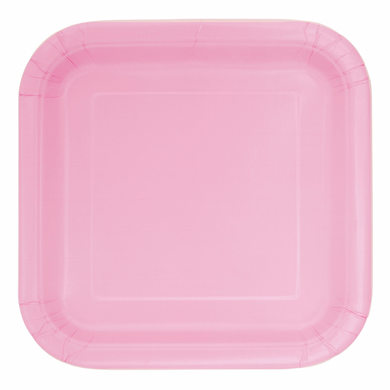 Large soft pink disposable square plate